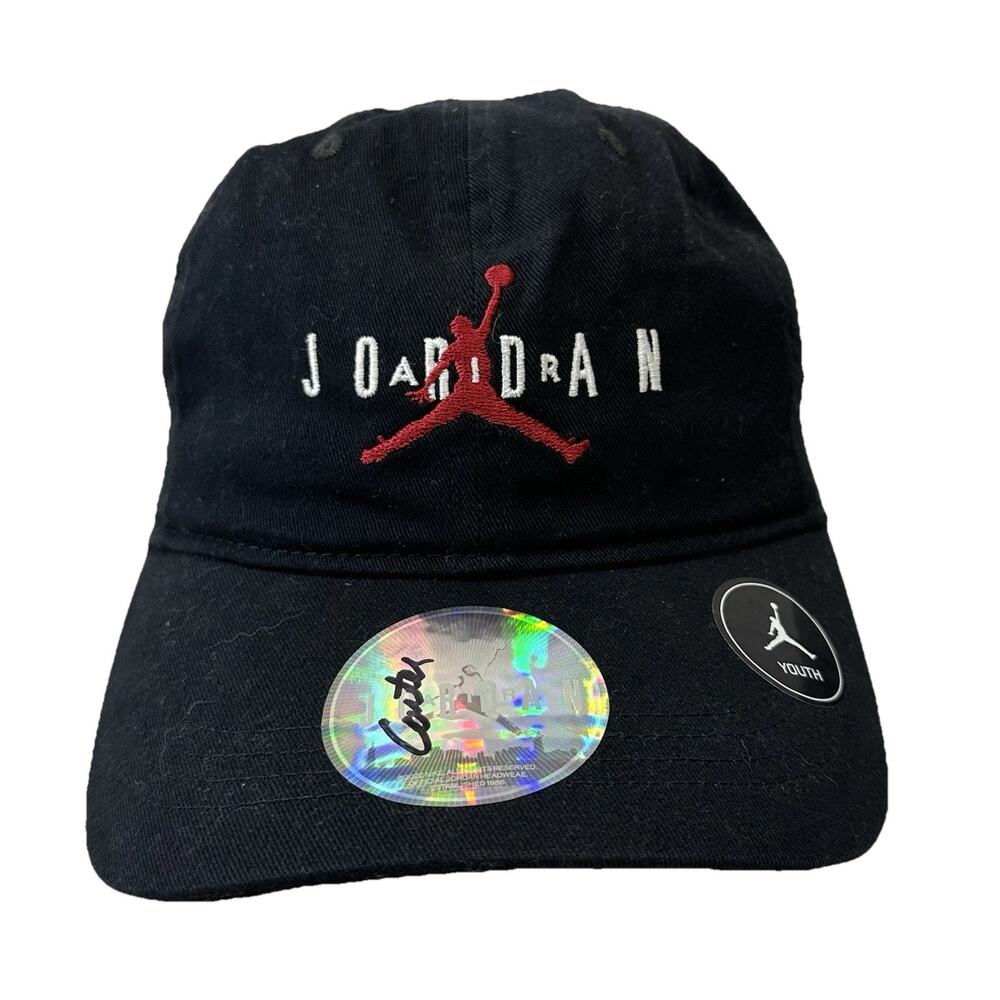 Air Jordan Jumpman Youth Adjustable Black Hat Cap Strapback Basketball NWOT